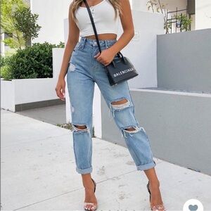 White Fox Jeans High Rise Waist Distressed